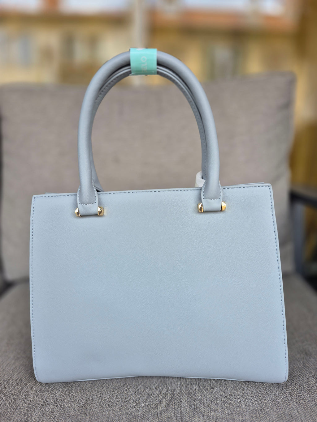 Sac Blanc Bleu Clair & Blanc Marron