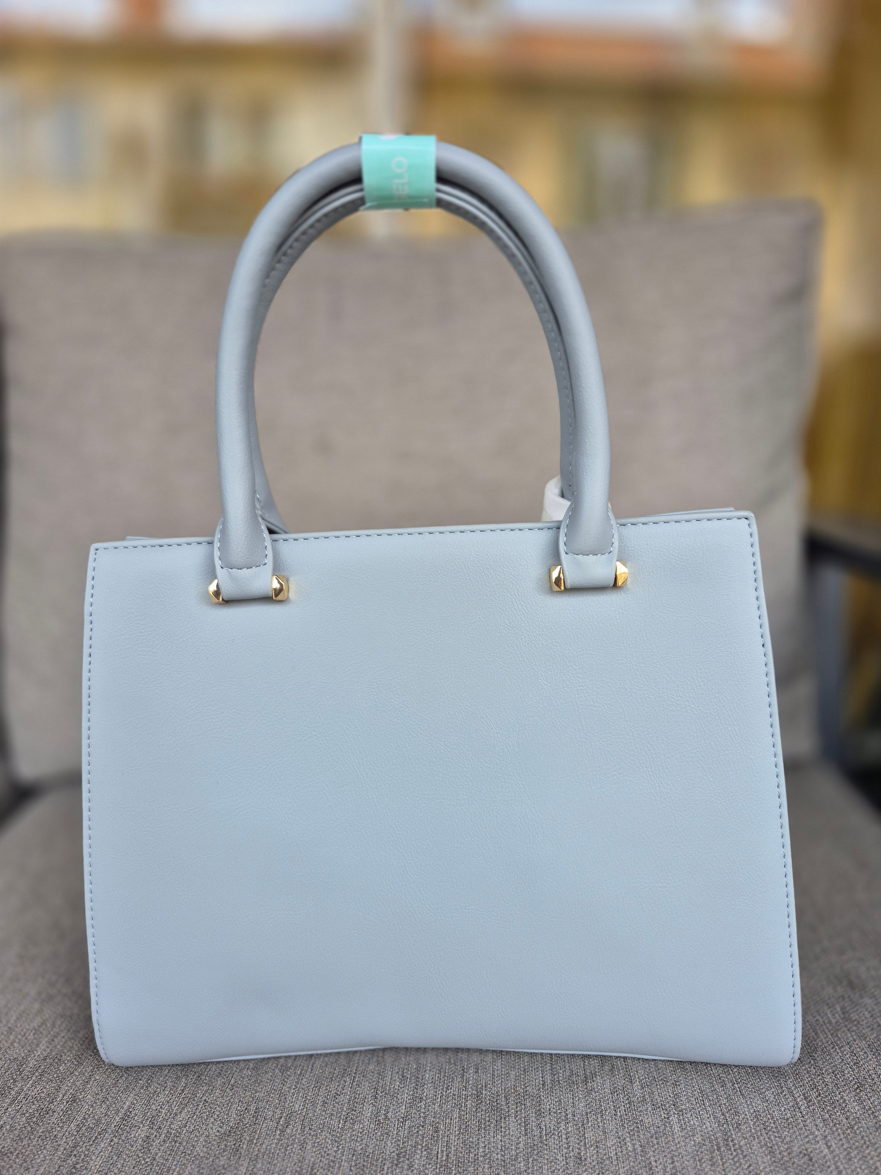 Sac Blanc Bleu Clair & Blanc Marron