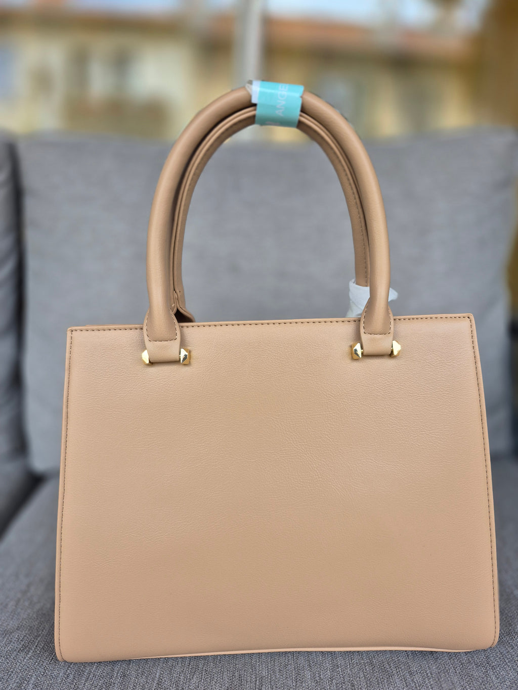 Sac Blanc Bleu Clair & Blanc Marron